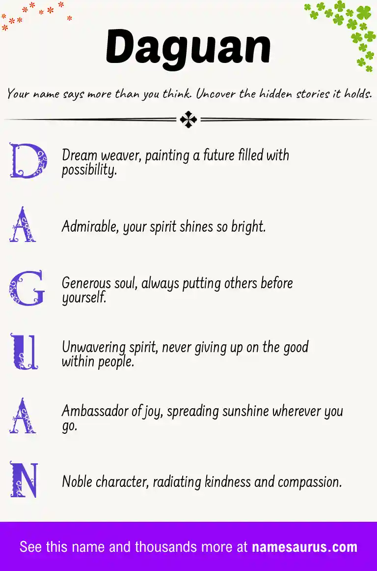 Acrostic poem about Daguan.