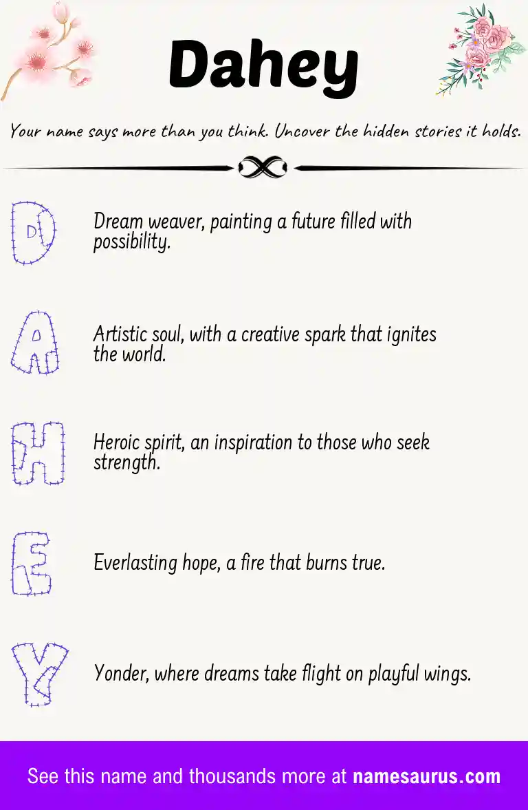 Acrostic poem about Dahey.