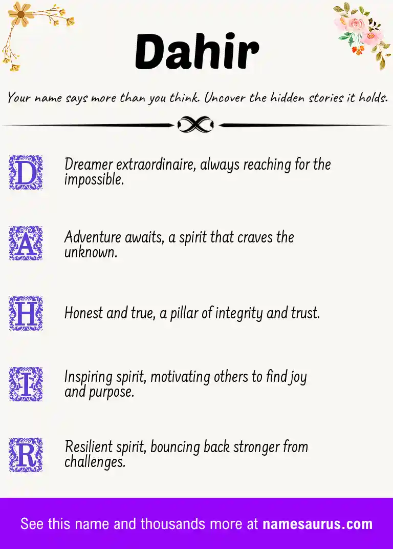 Acrostic poem about Dahir.