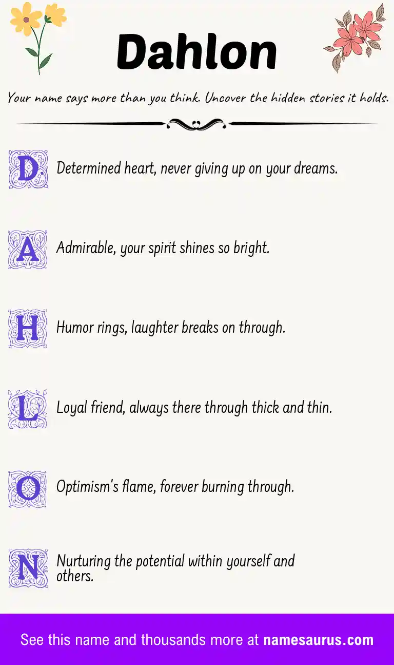 Acrostic poem about Dahlon.