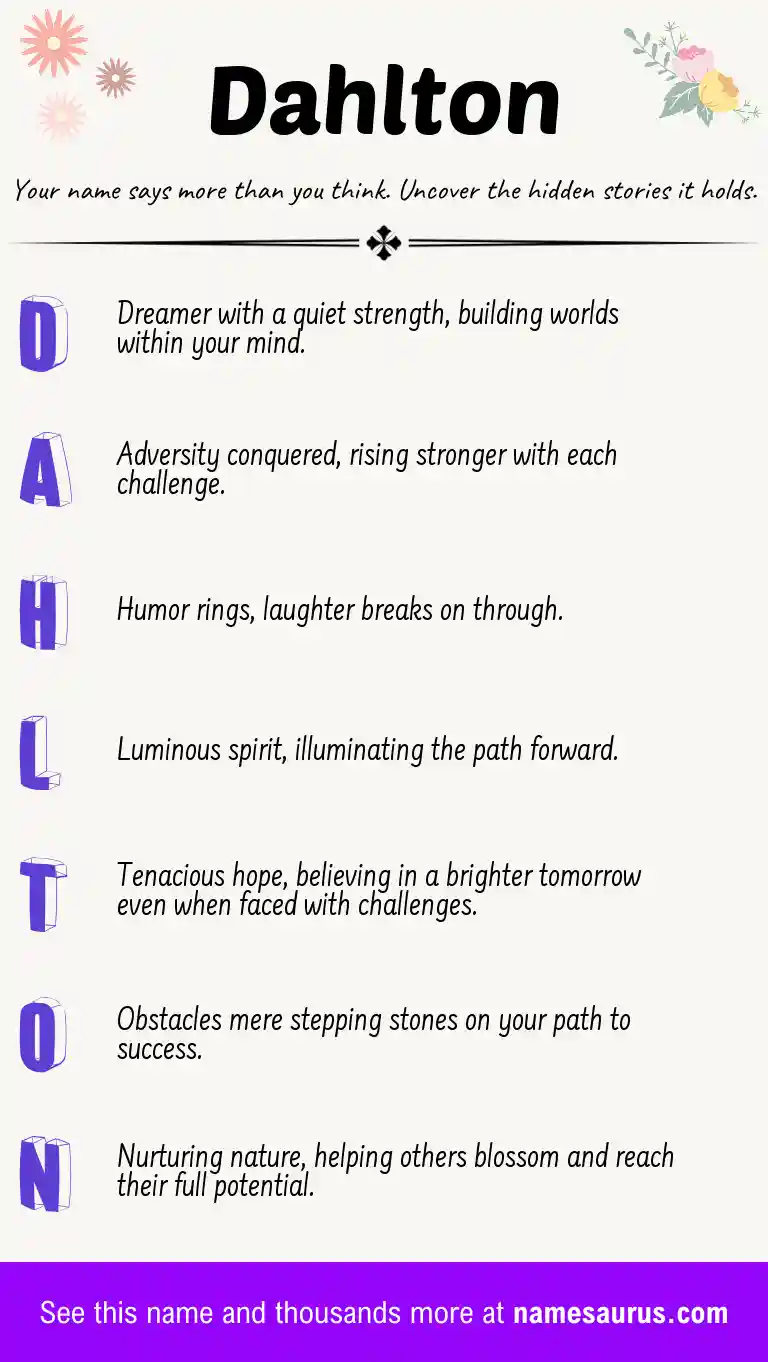 Acrostic poem about Dahlton.