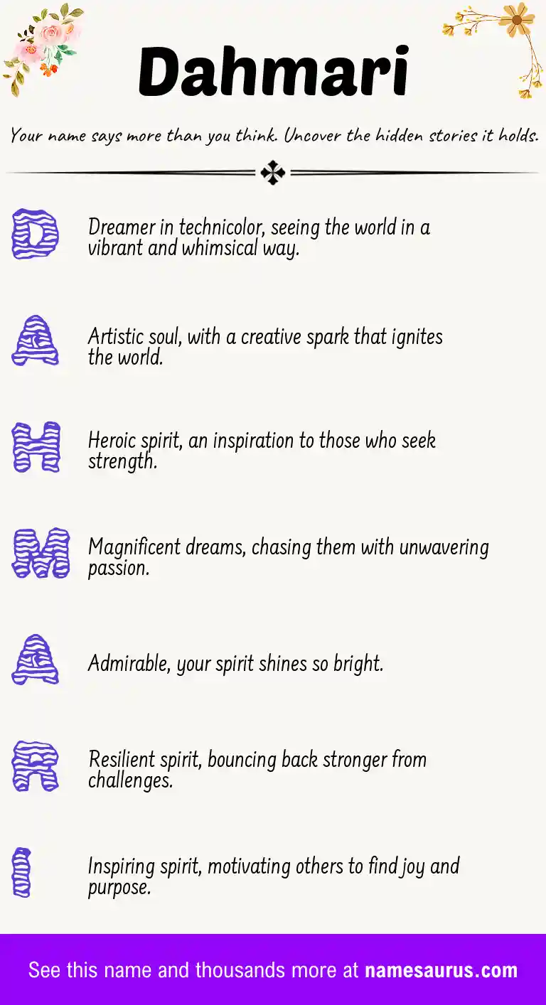 Acrostic poem about Dahmari.