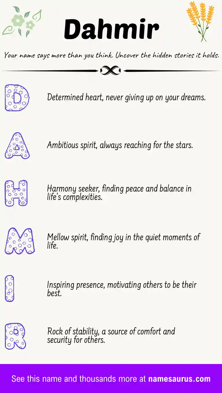 Acrostic poem about Dahmir.
