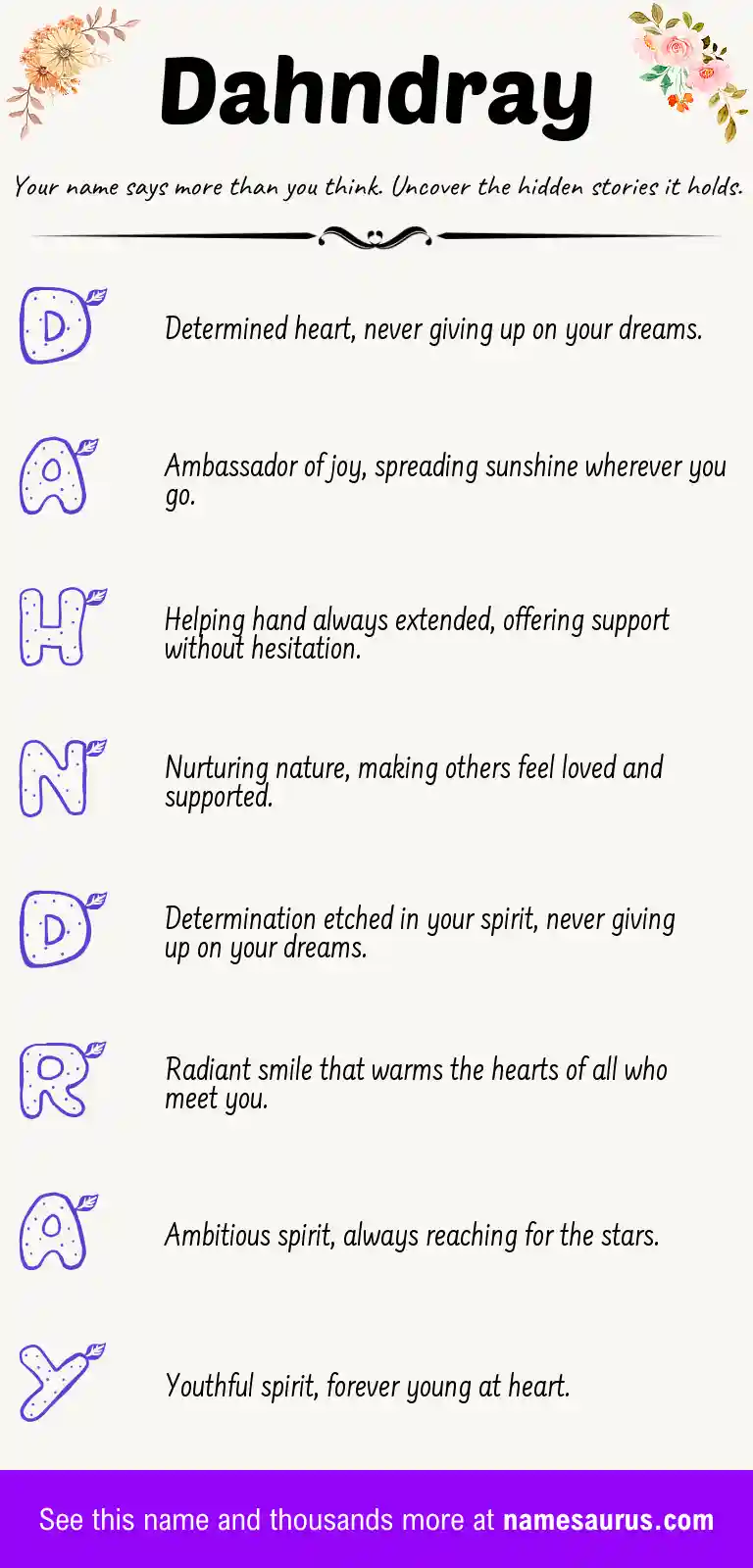 Acrostic poem about Dahndray.