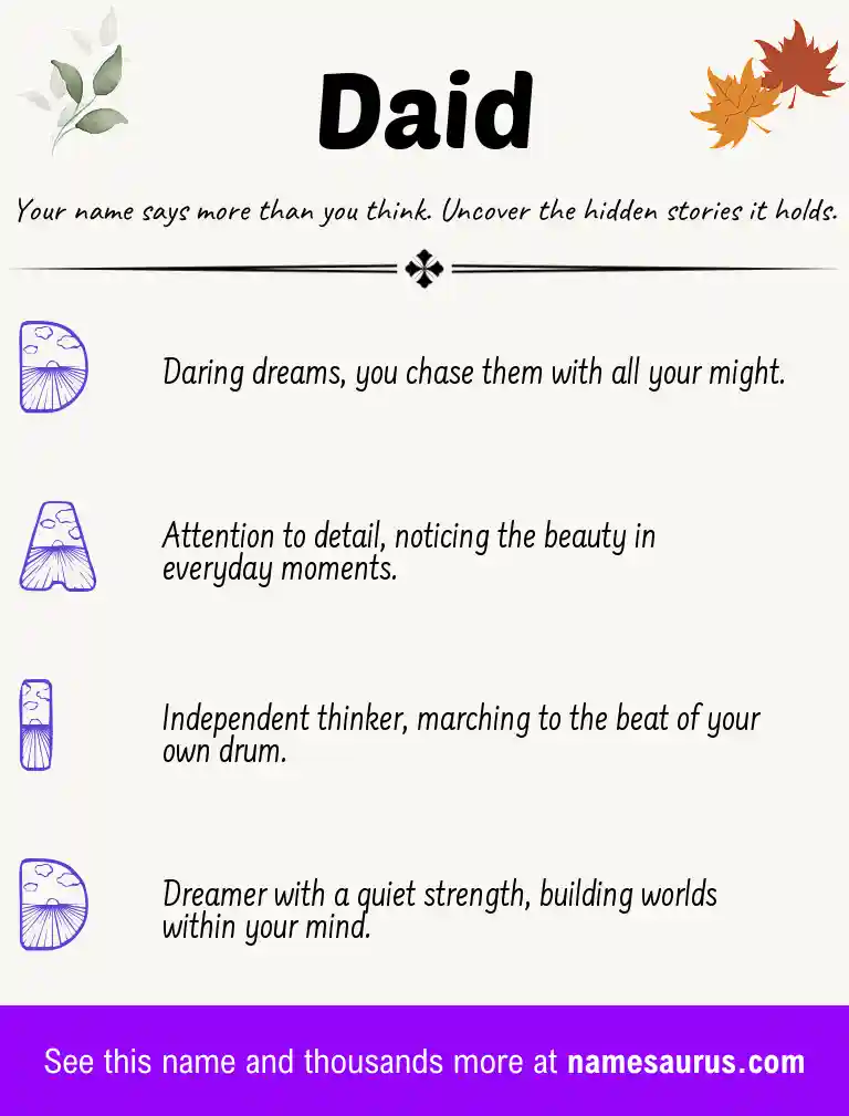 Acrostic poem about Daid.