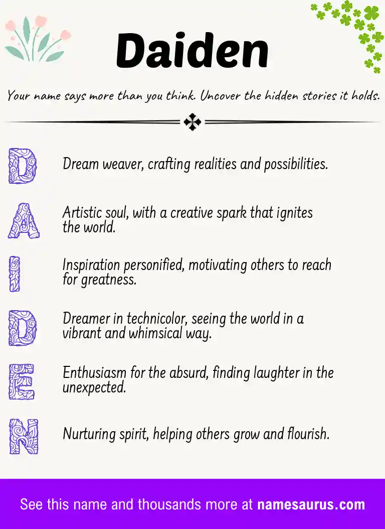 Acrostic poem about Daiden.