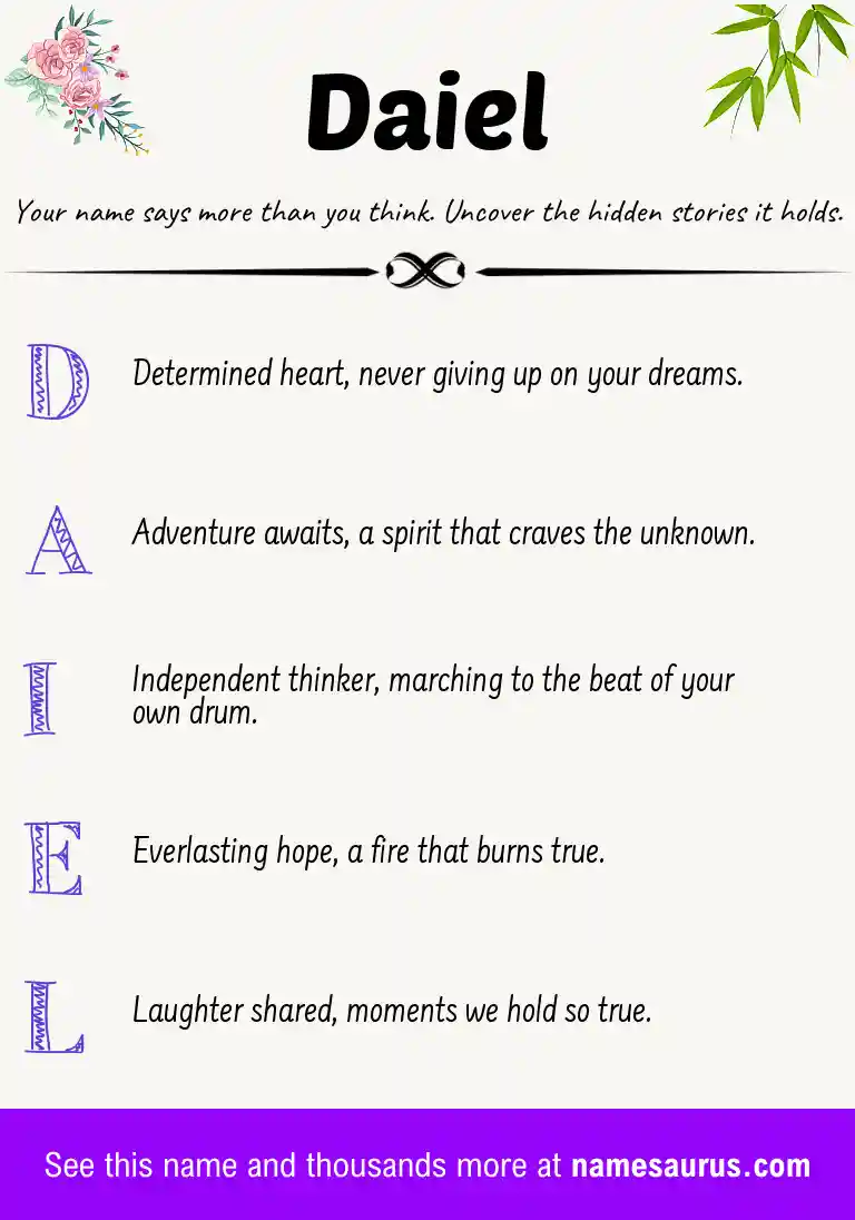 Acrostic poem about Daiel.