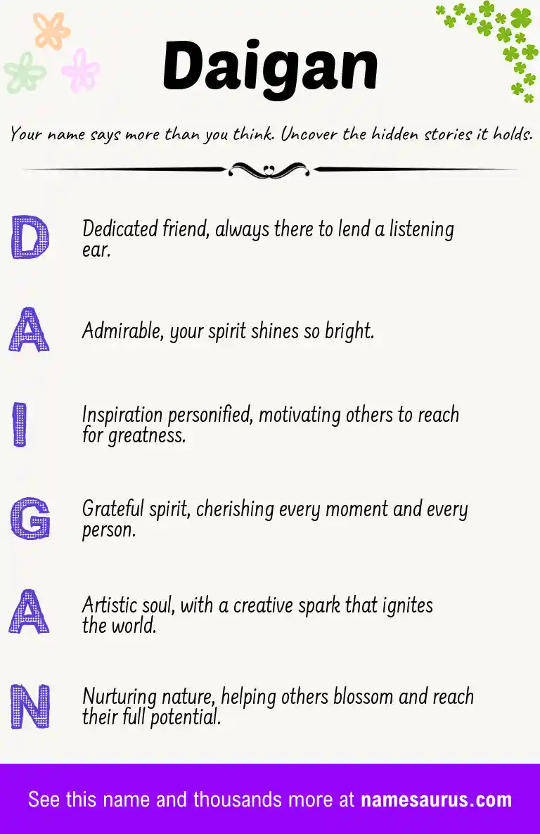 Acrostic poem about Daigan.