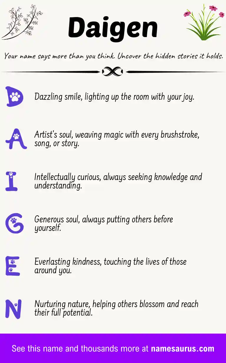 Acrostic poem about Daigen.