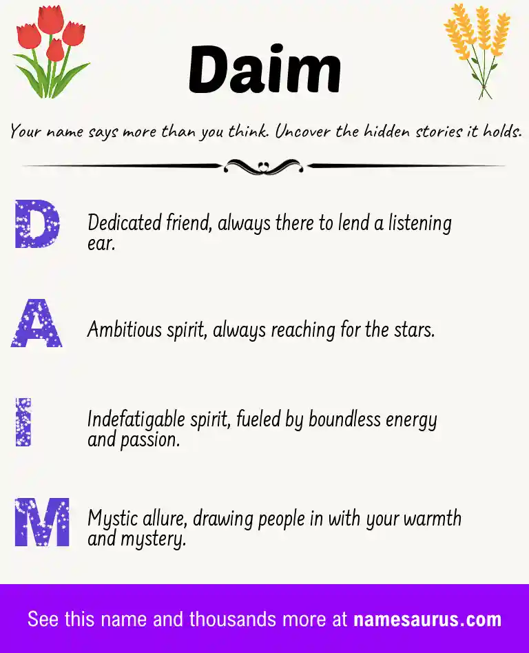 Acrostic poem about Daim.