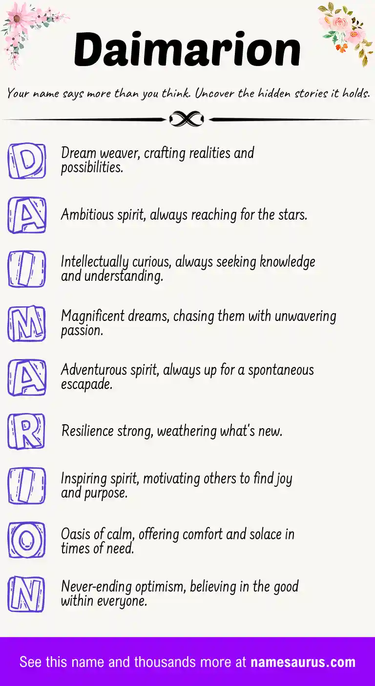 Acrostic poem about Daimarion.