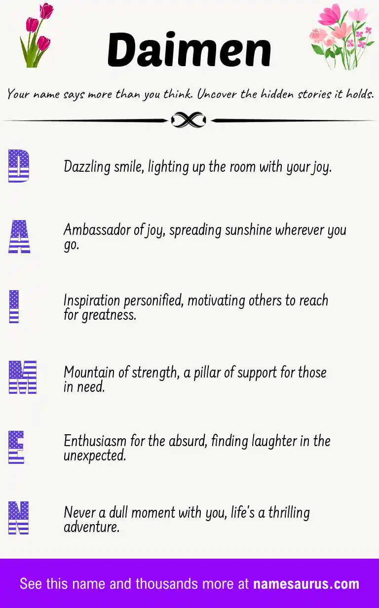 Acrostic poem about Daimen.
