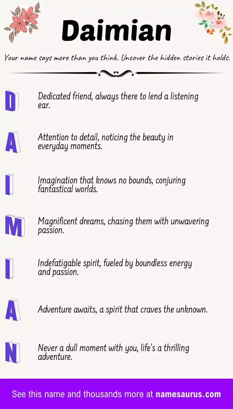 Acrostic poem about Daimian.