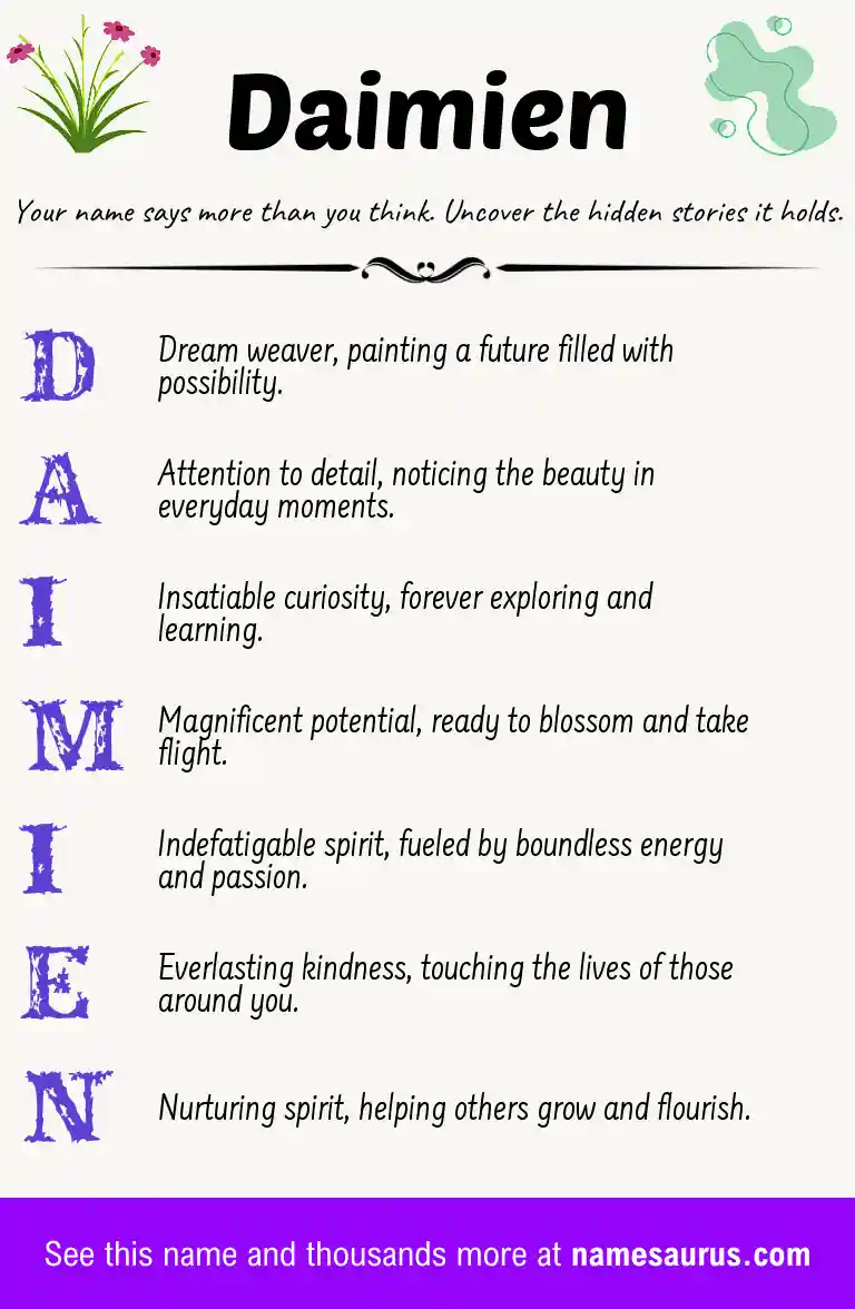 Acrostic poem about Daimien.