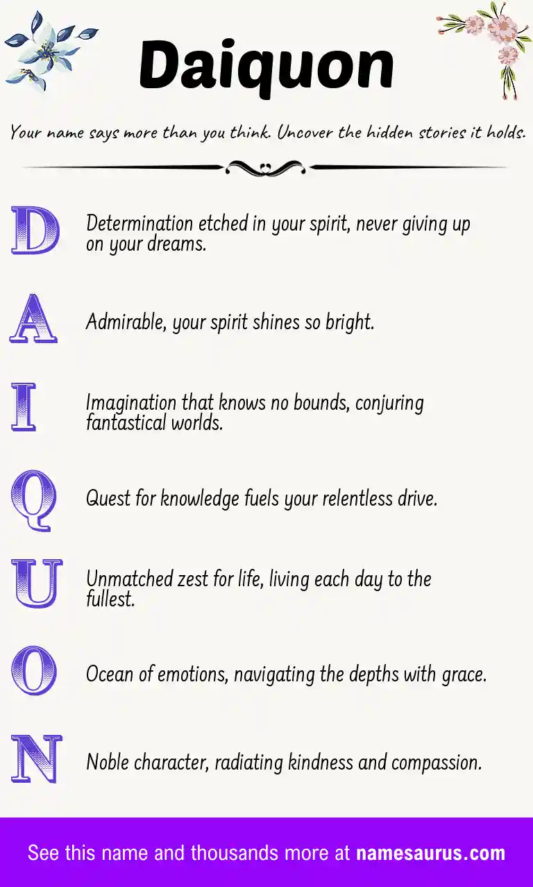Acrostic poem about Daiquon.