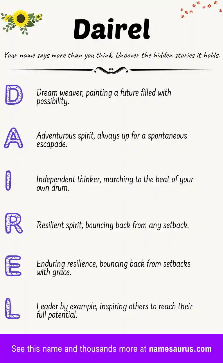 Acrostic poem about Dairel.