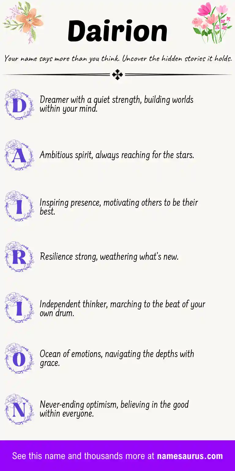 Acrostic poem about Dairion.