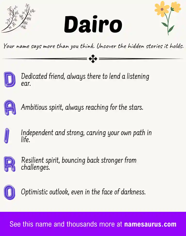 Acrostic poem about Dairo.