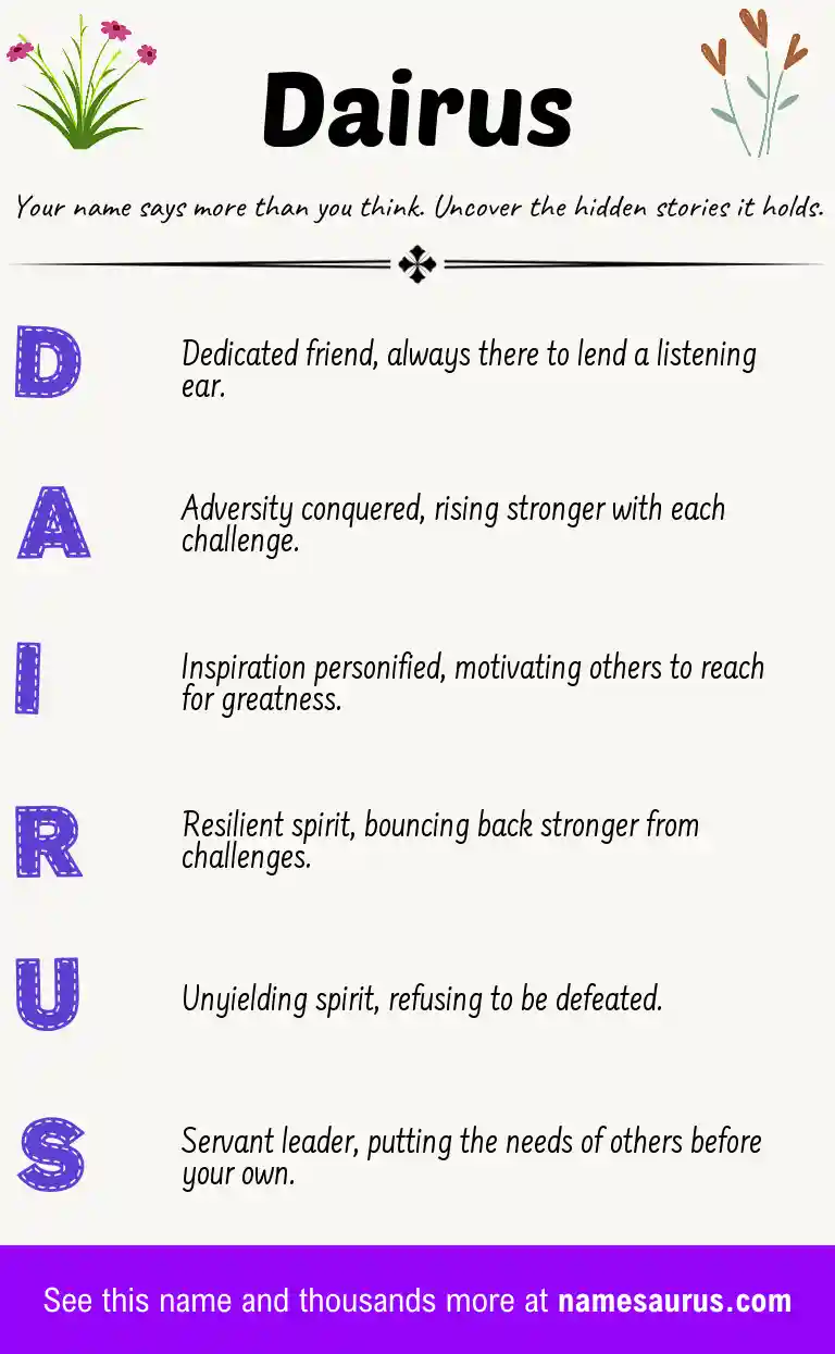 Acrostic poem about Dairus.