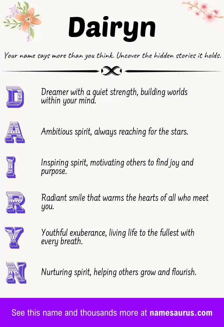Acrostic poem about Dairyn.