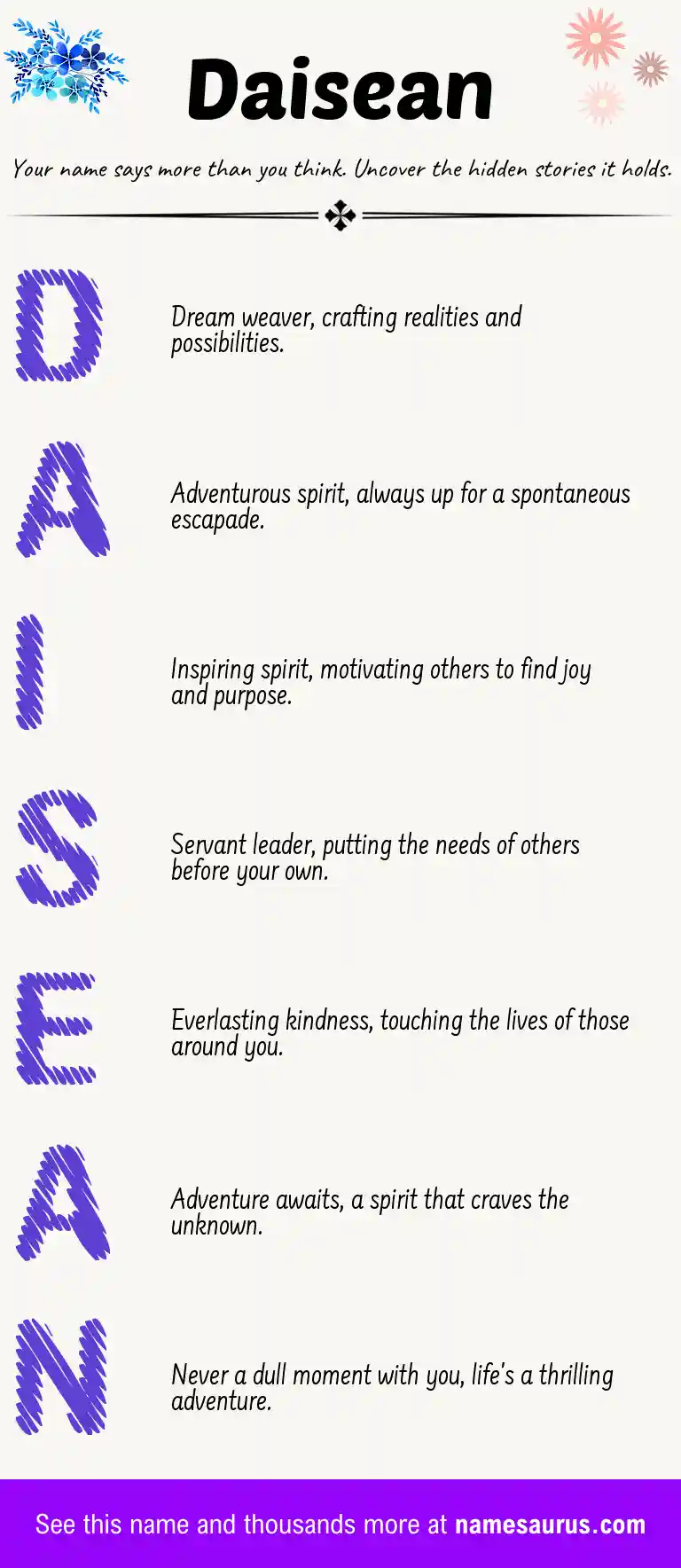 Acrostic poem about Daisean.