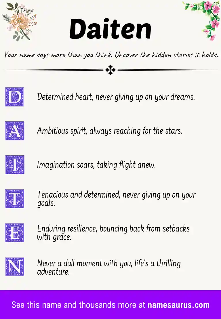 Acrostic poem about Daiten.