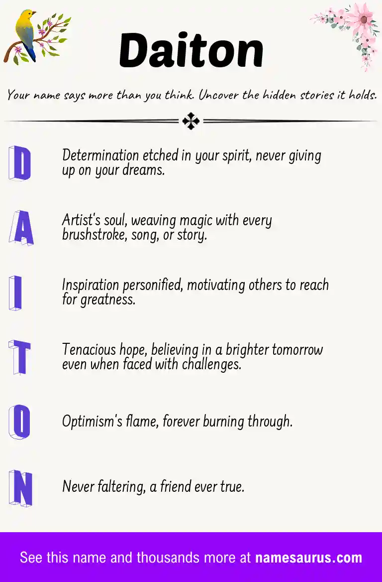Acrostic poem about Daiton.