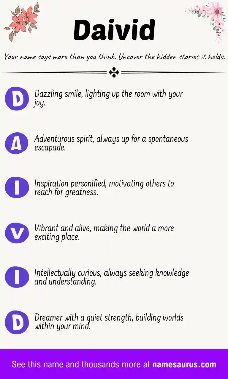 Acrostic poem about Daivid.