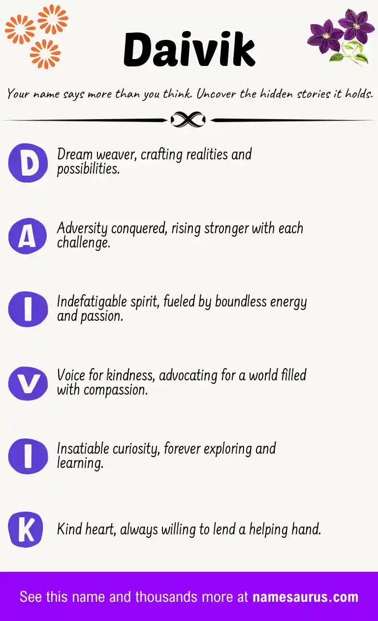 Acrostic poem about Daivik.