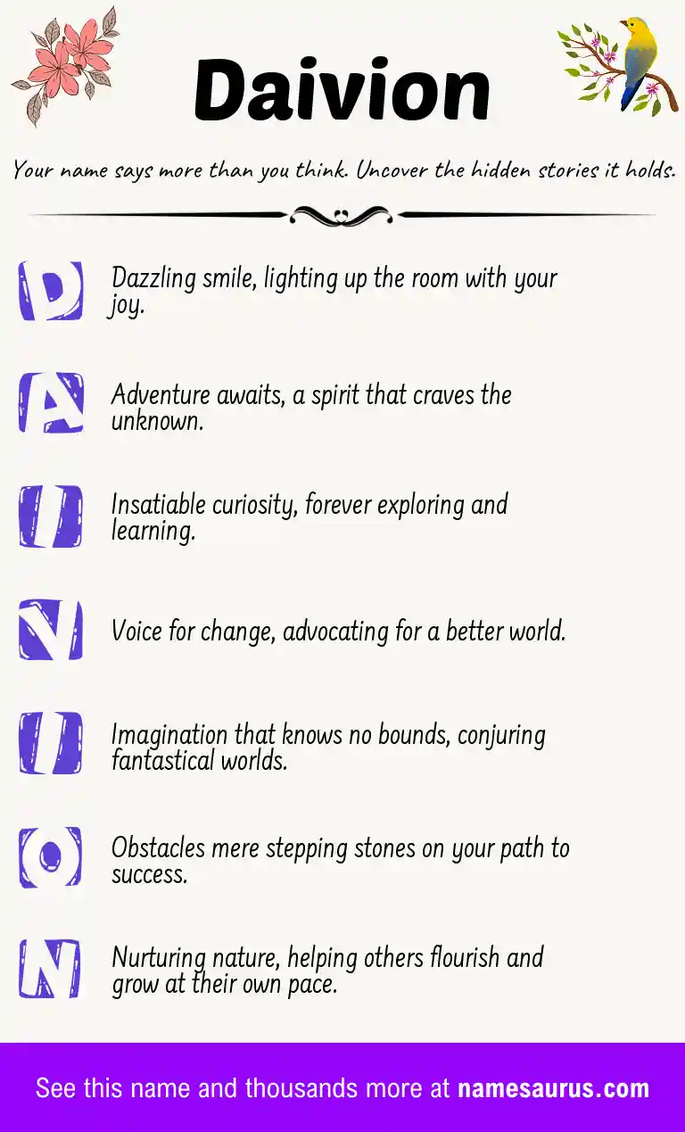 Acrostic poem about Daivion.