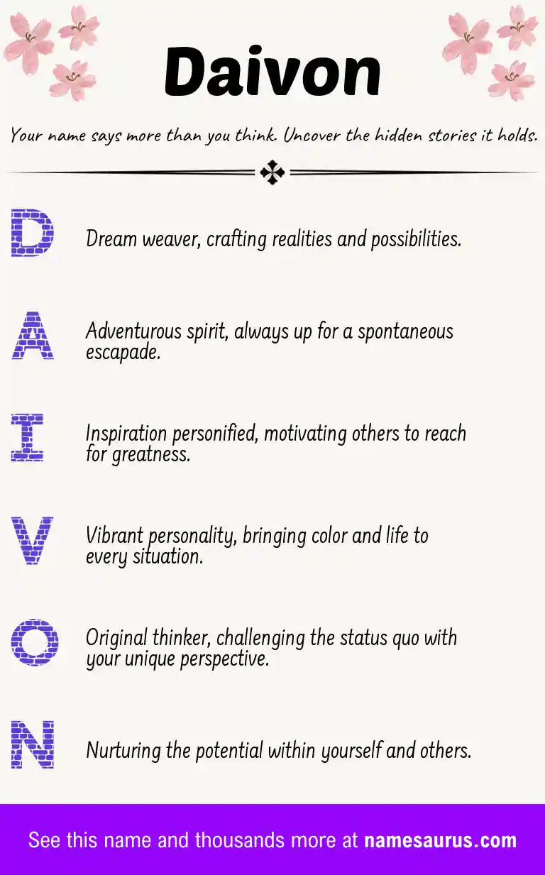 Acrostic poem about Daivon.