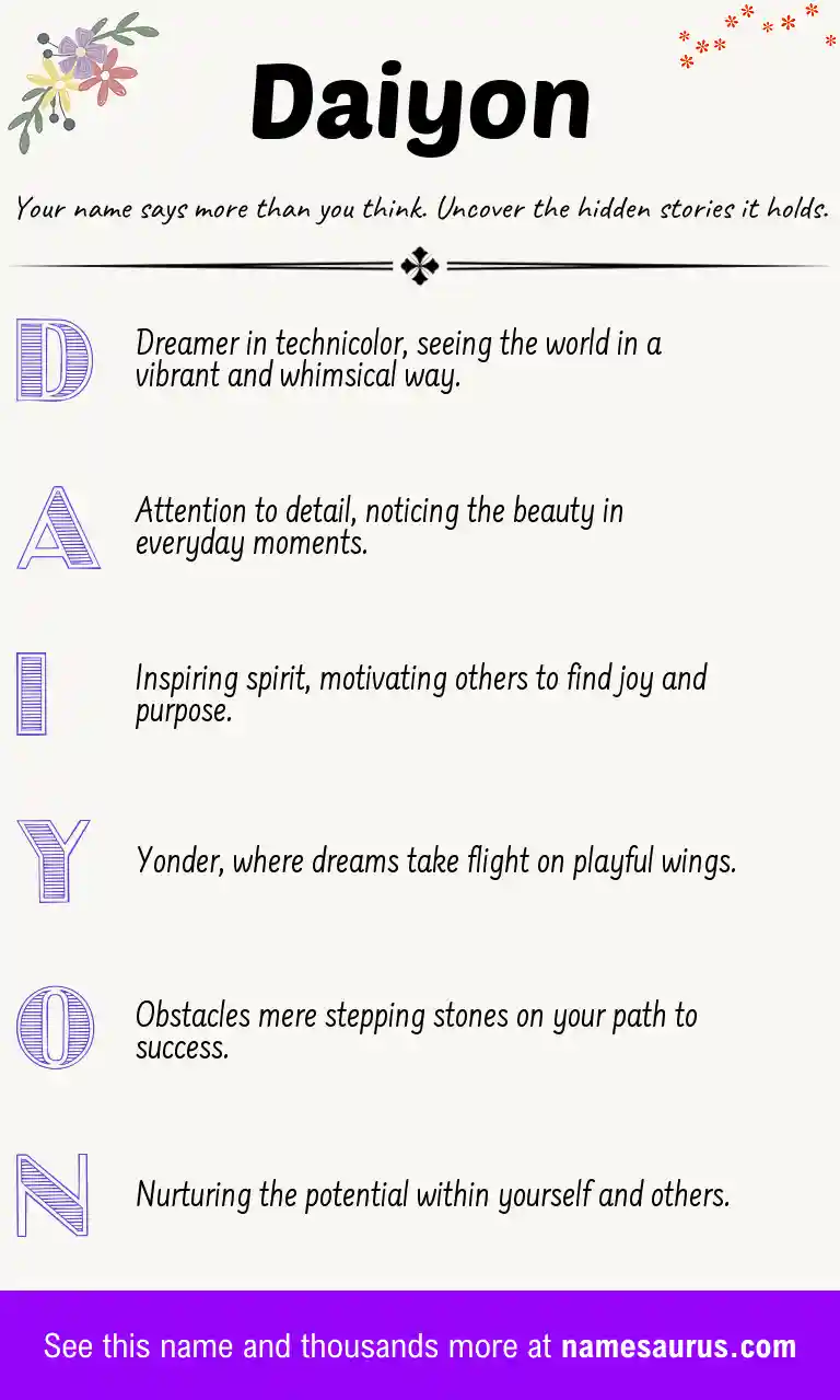 Acrostic poem about Daiyon.