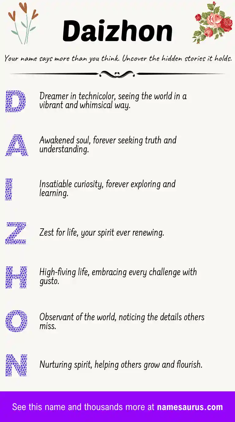 Acrostic poem about Daizhon.