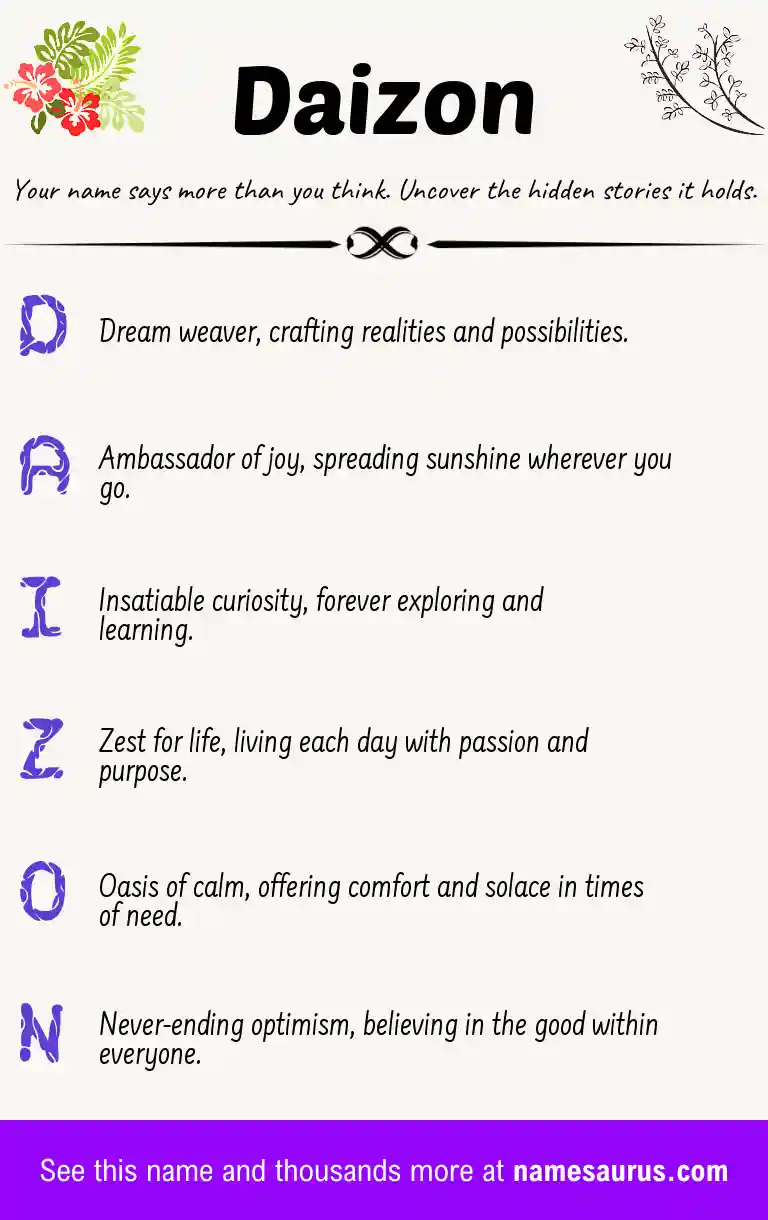 Acrostic poem about Daizon.