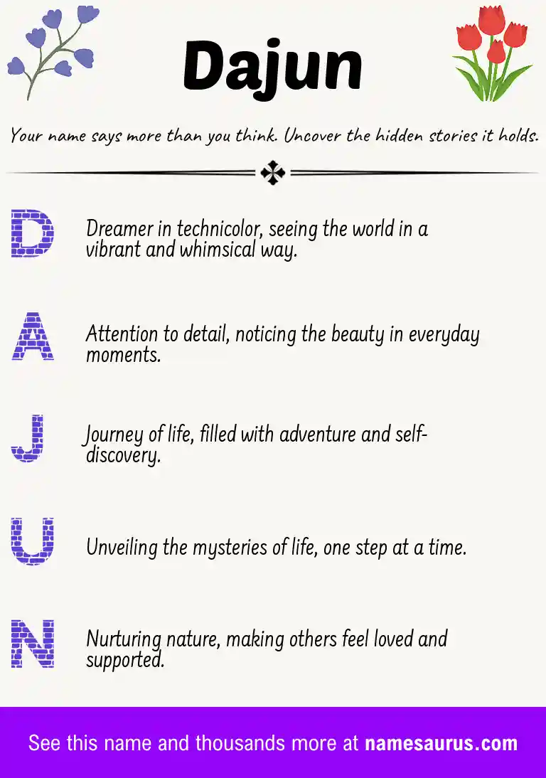 Acrostic poem about Dajun.