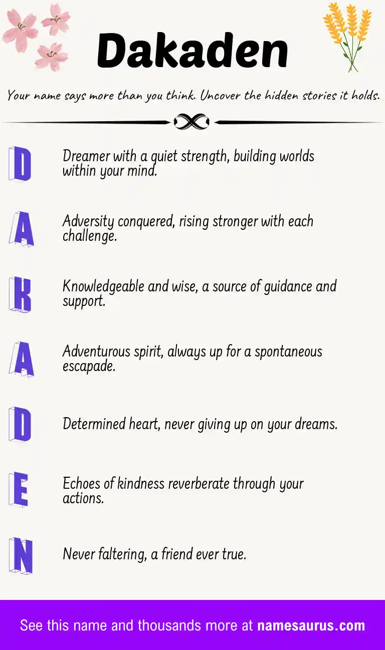 Acrostic poem about Dakaden.
