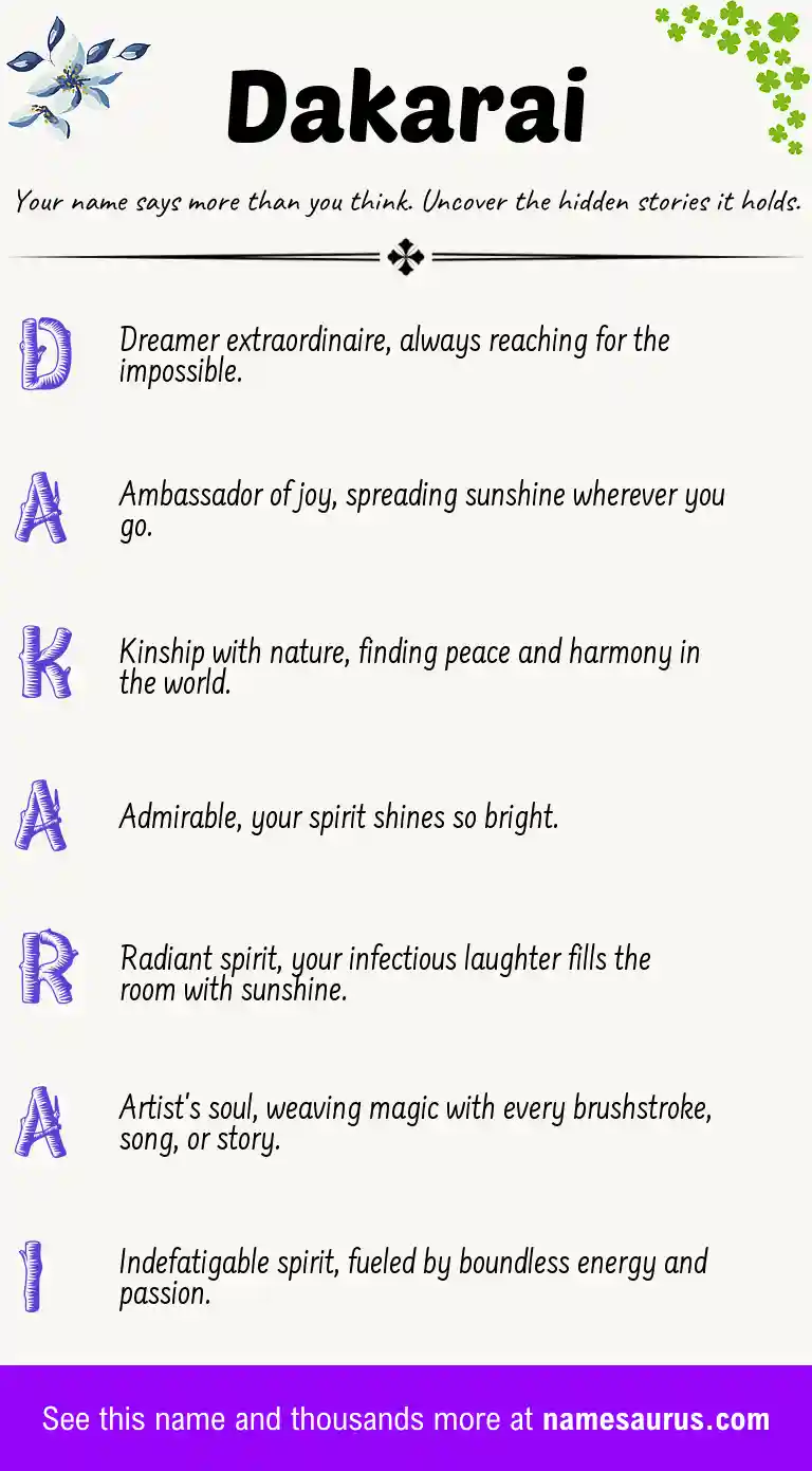 Acrostic poem about Dakarai.