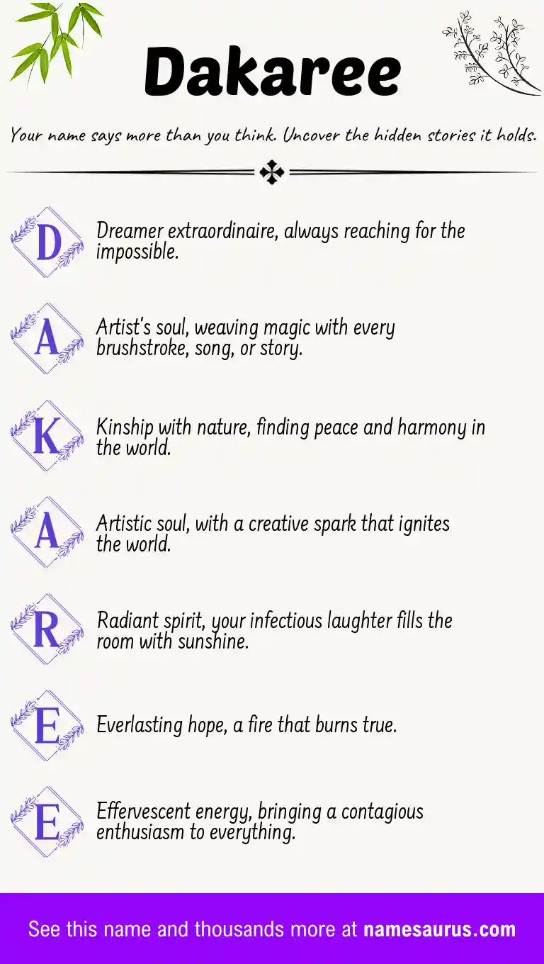Acrostic poem about Dakaree.