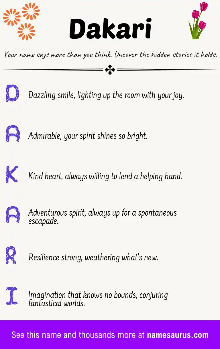 Acrostic poem about Dakari.