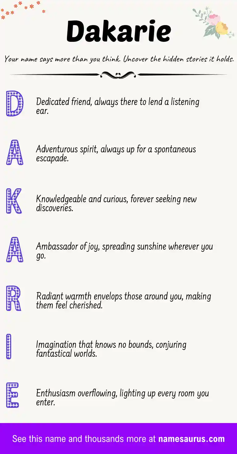 Acrostic poem about Dakarie.