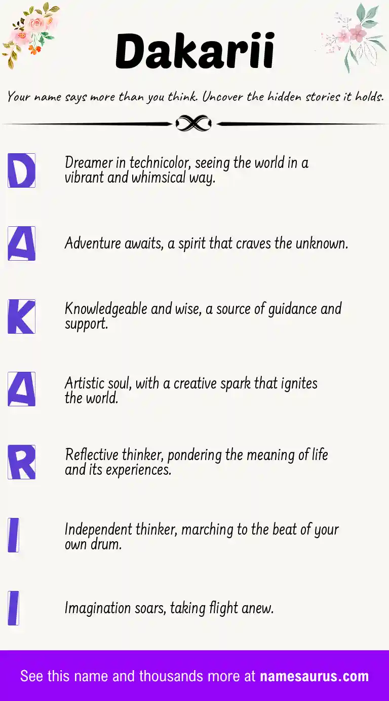 Acrostic poem about Dakarii.