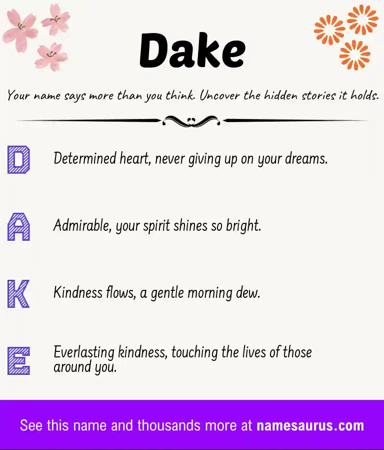Acrostic poem about Dake.