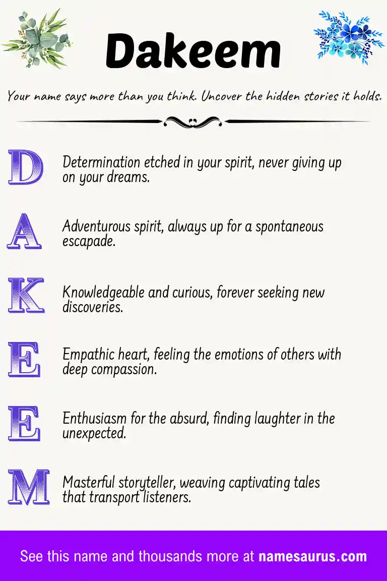 Acrostic poem about Dakeem.