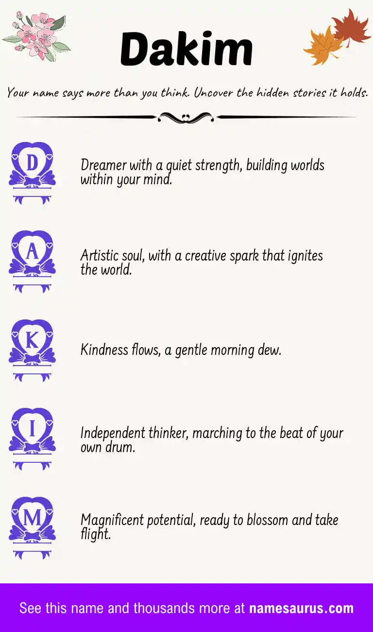 Acrostic poem about Dakim.