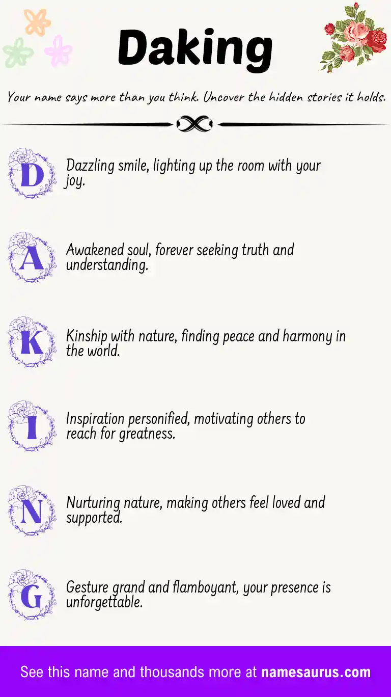 Acrostic poem about Daking.