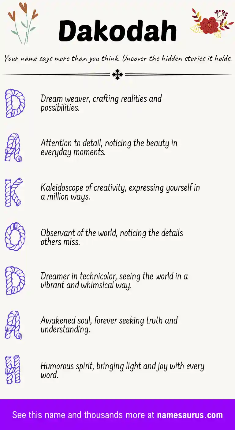 Acrostic poem about Dakodah.