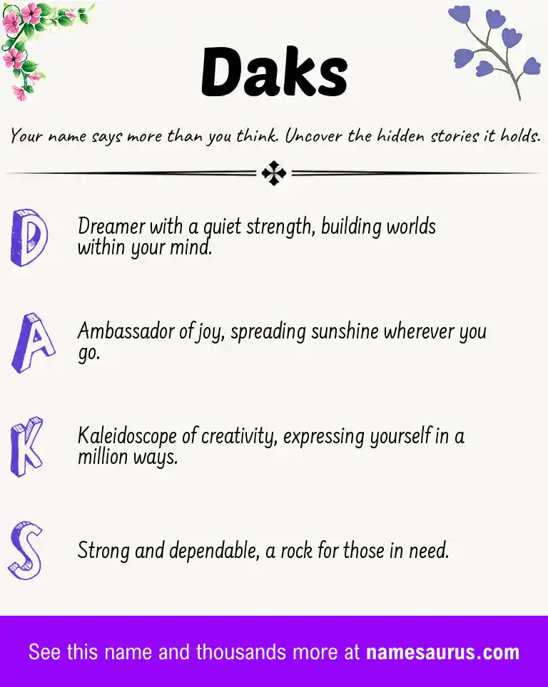 Acrostic poem about Daks.