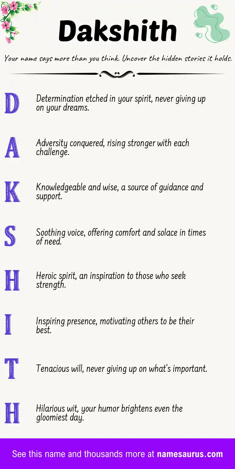 Acrostic poem about Dakshith.