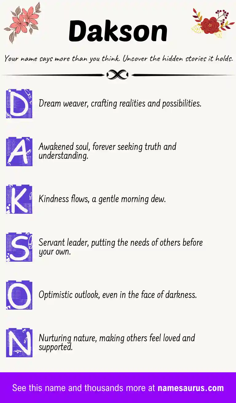 Acrostic poem about Dakson.