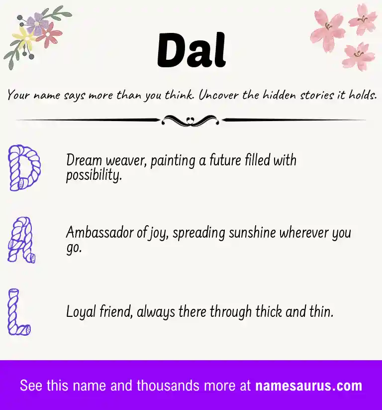 Acrostic poem about Dal.